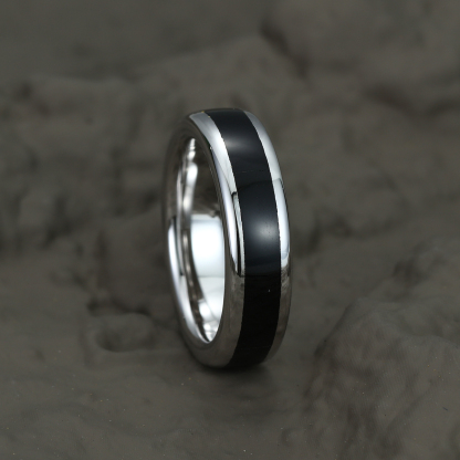 Unique Black Onyx Wedding Band – Solid Gold Stacking Matching Rings for Men – Gift for Him – Comfort Fit (8mm, 6mm, 4mm)