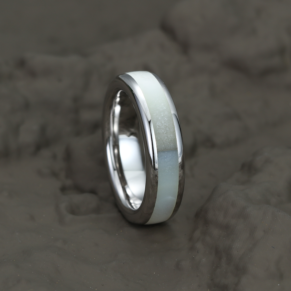 White Mother of Pearl Band Sterling Silver Wedding Ring White Mother of Pearl 4mm, 6mm, 8mm Width