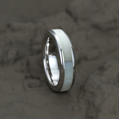 White Mother of Pearl Band Sterling Silver Wedding Ring White Mother of Pearl 4mm, 6mm, 8mm Width