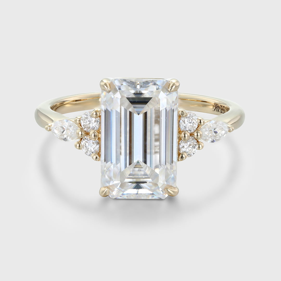 3.5CT Emerald Cut Moissanite Ring 14k Rose Gold Engagement Ring Holiday Gift