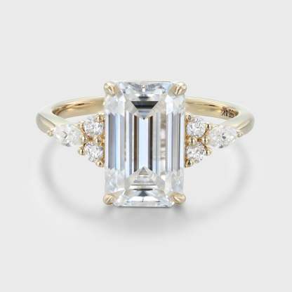 3.5CT Emerald Cut Moissanite Ring 14k Rose Gold Engagement Ring Holiday Gift