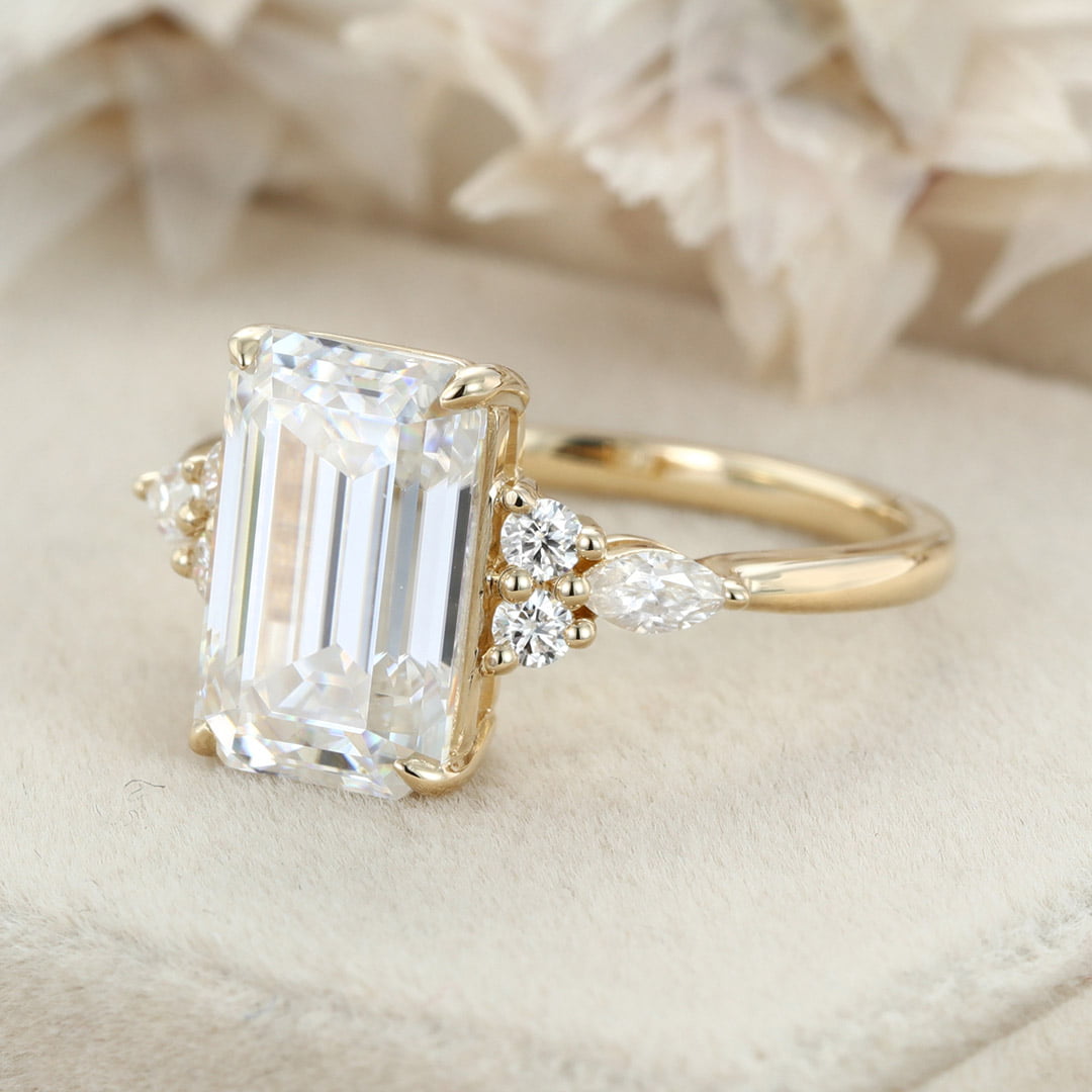 Carat Emerald Cut Moissanite Engagement Ring in 14k Yellow