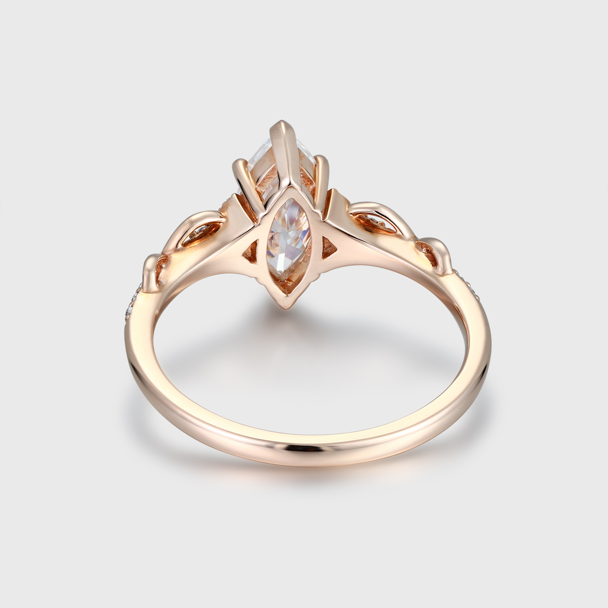 Vintage Marquise Cut Moissanite Twist Engagement Ring – Unique 14K Rose Gold Bridal Promise Ring