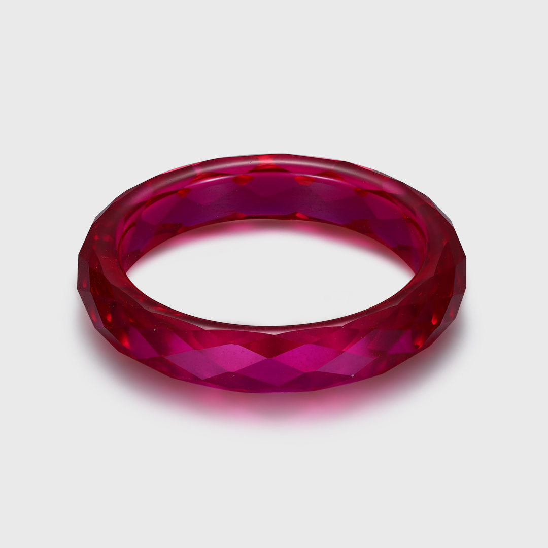 5MM Faceted Lab-Grown Ruby Band – Plain Wedding Ring in Solid Gold, Minimalist July Birthstone Ring