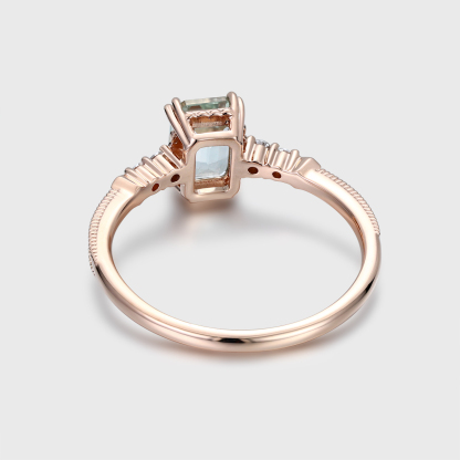 5x7mm Emerald cut Montana sapphire engagement Ring 14K Solid gold ring