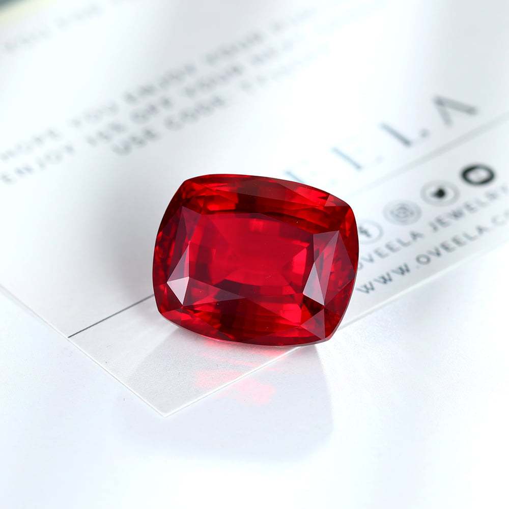 30.4 CT Radiant Cut Lab Grown Ruby Loose Stone