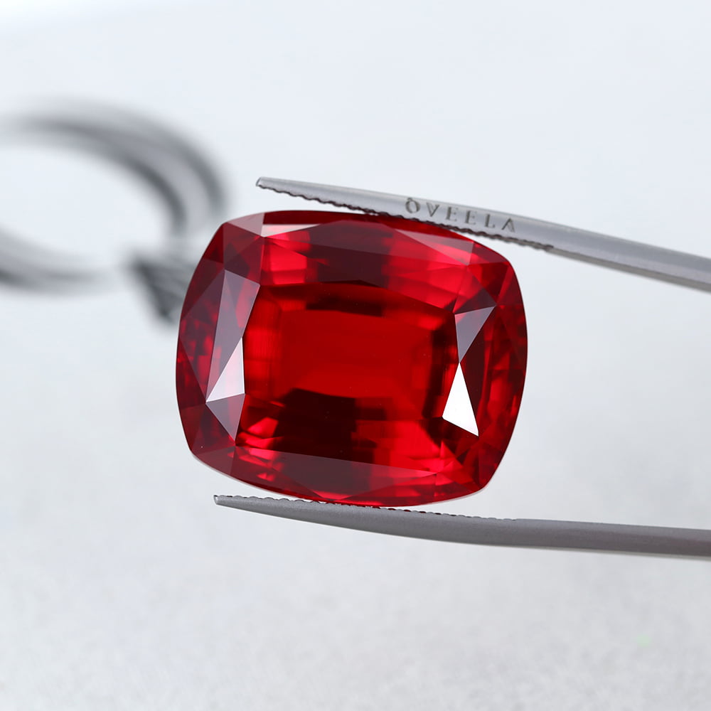 30.4 CT Radiant Cut Lab Grown Ruby Loose Stone