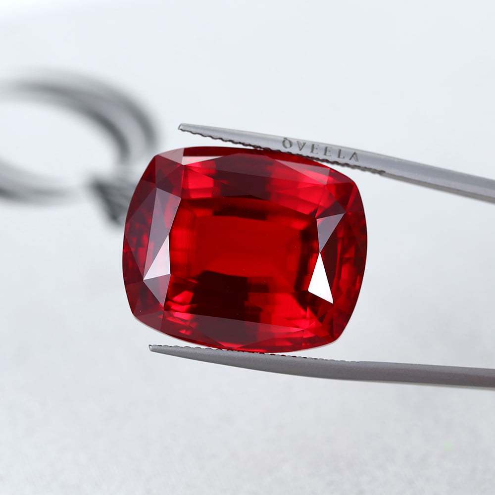 30.4 CT Radiant Cut Lab Grown Ruby Loose Stone