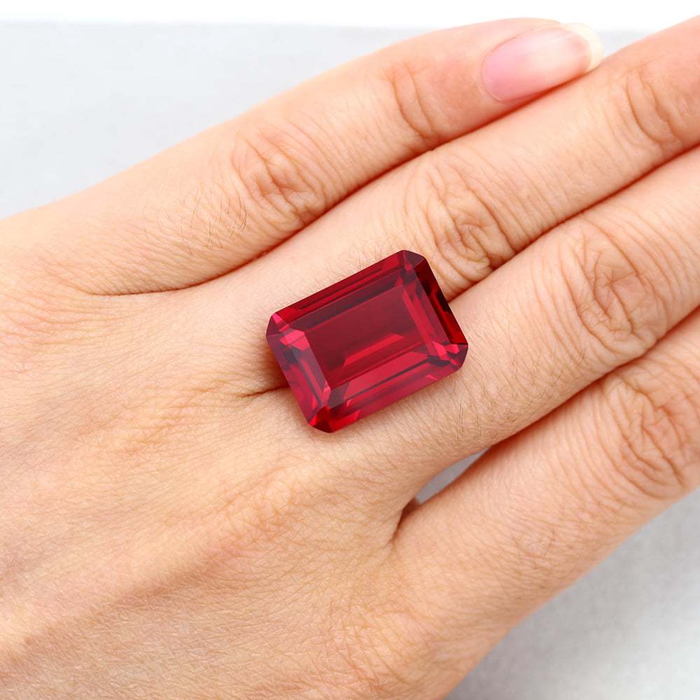 30 Carat Emerald Cut Lab Grown Ruby Loose Stone (Custom-made for Paul in the Ga)