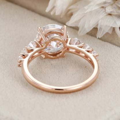 3CT Round cut Moissanite Engagement Ring Vintage Unique Solid 14k Rose gold Moissanite engagement ring Bridal Promise Anniversary gift