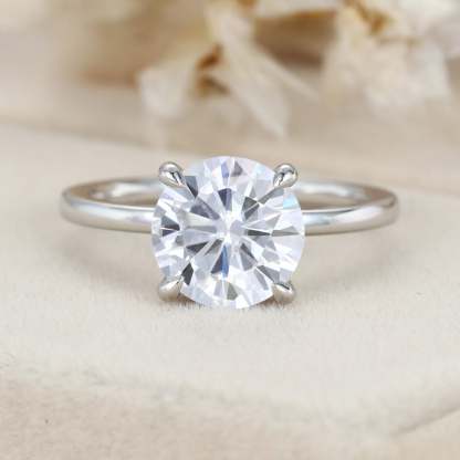 3CT Round moissanite engagement ring women Unique White gold engagement ring Solitaire engagement Ring wedding bridal Promise Anniversary