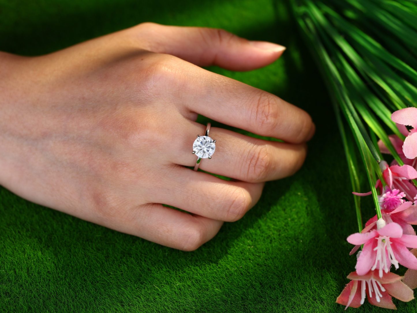 3CT Round moissanite engagement ring women Unique White gold engagement ring Solitaire engagement Ring wedding bridal Promise Anniversary