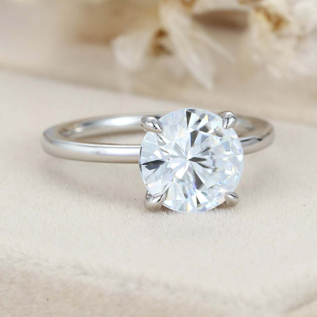 3CT Round moissanite engagement ring women Unique White gold engagement ring Solitaire engagement Ring wedding bridal Promise Anniversary