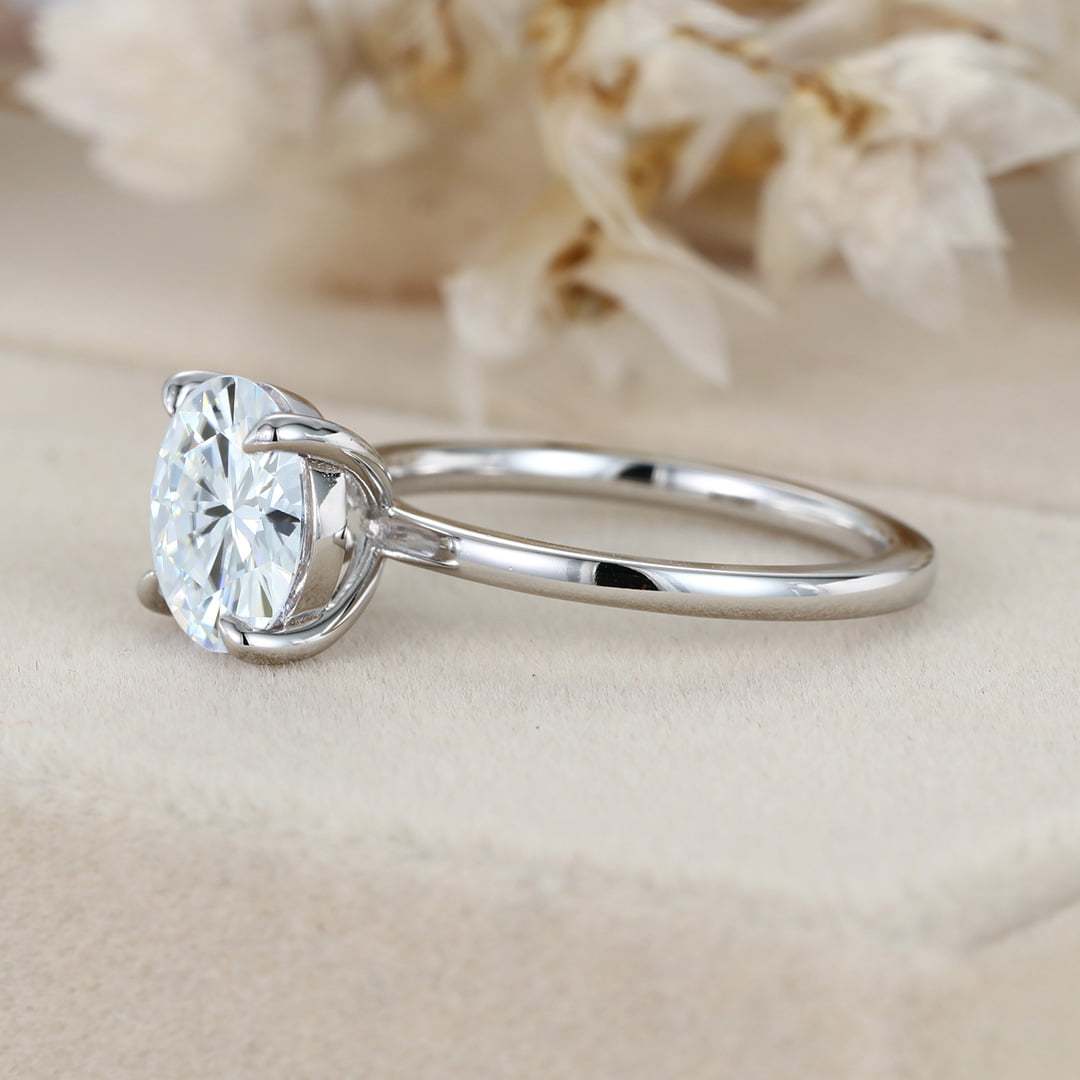 3CT Round moissanite engagement ring women Unique White gold engagement ring Solitaire engagement Ring wedding bridal Promise Anniversary