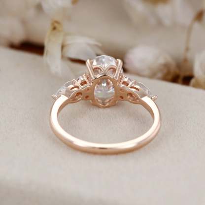 14K Rose Gold 7*9mm 2 Carat Oval Cut Moissanite Ring