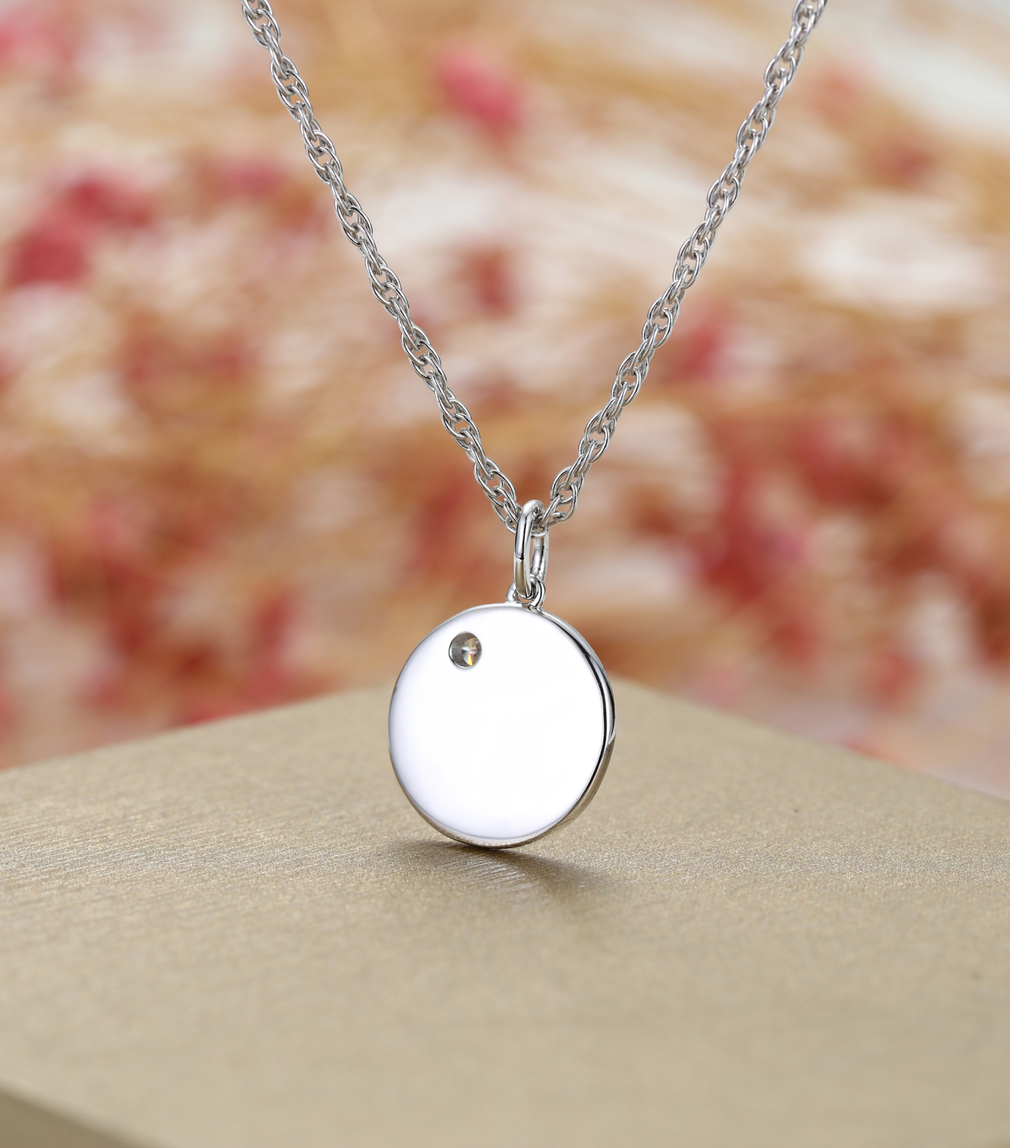 Custom Birthstone Footprints Engraved Round Medallion Pendant Necklace – Gold or Silver Plated – A Delicate Gift for Women, Moms, and Kids