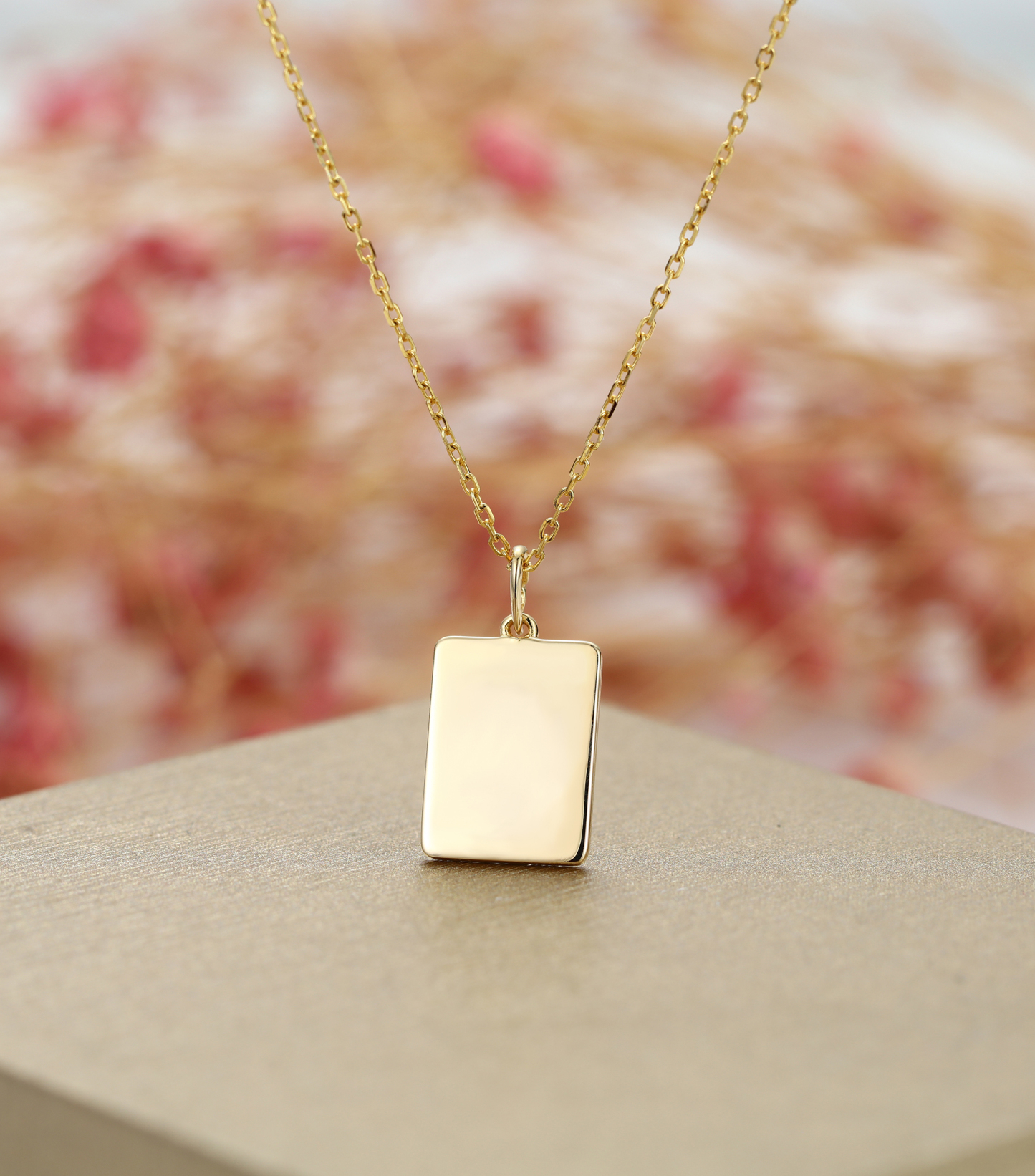 Customized Name and Puppy Picture Square Pendant Necklace – Personalized Pet Jewelry Gift