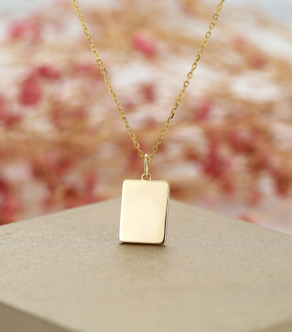 Customized Name and Puppy Picture Square Pendant Necklace – Personalized Pet Jewelry Gift