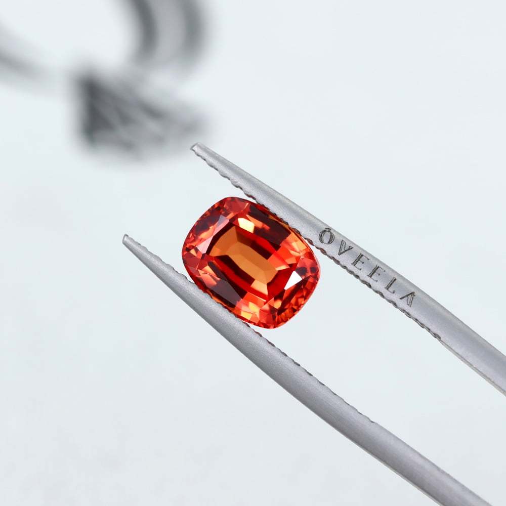 4 Carat Cushion Cut Lab Grown Orange Sapphire Loose Stone Padparadscha Sunset