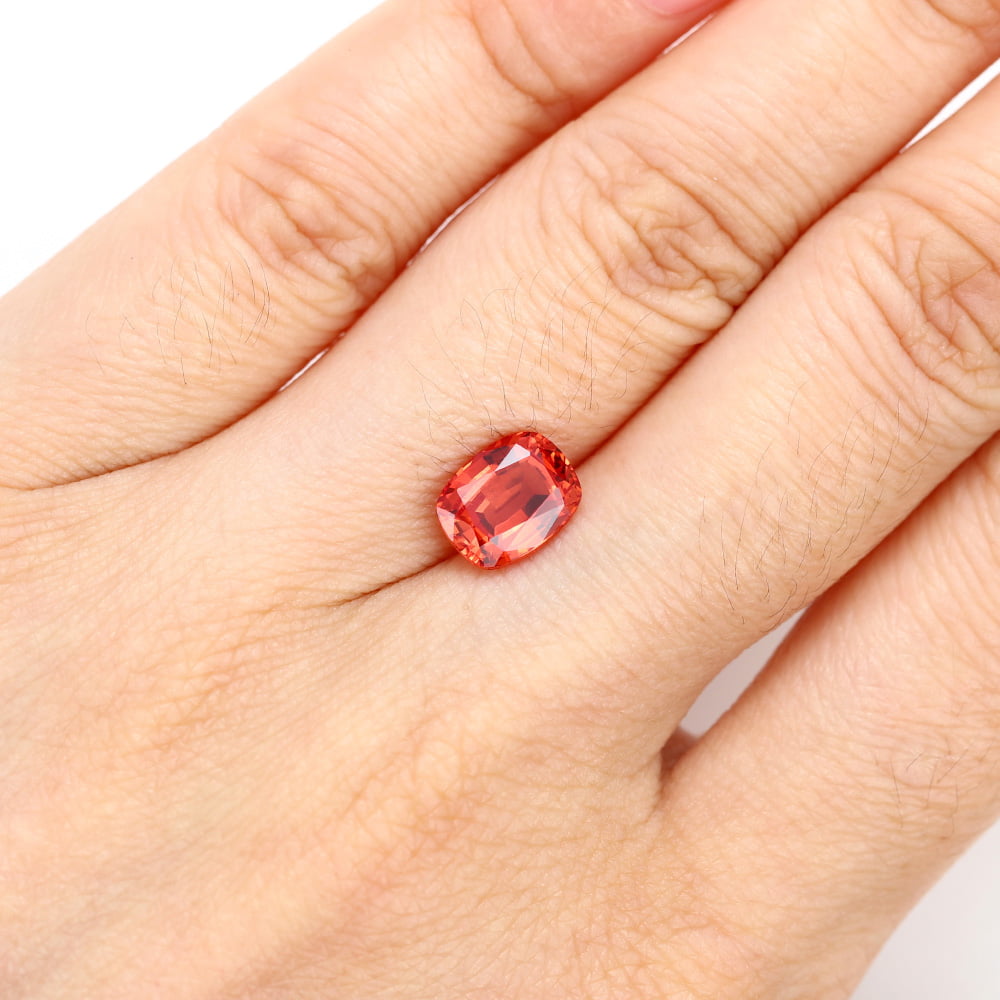 4 Carat Cushion Cut Lab Grown Orange Sapphire Loose Stone Padparadscha Sunset