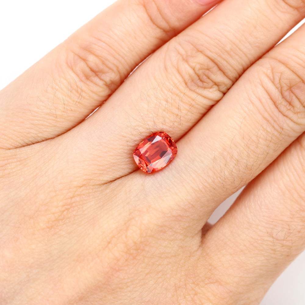 4 Carat Cushion Cut Lab Grown Orange Sapphire Loose Stone Padparadscha Sunset