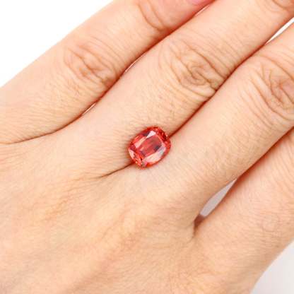 4 Carat Cushion Cut Lab Grown Orange Sapphire Loose Stone Padparadscha Sunset