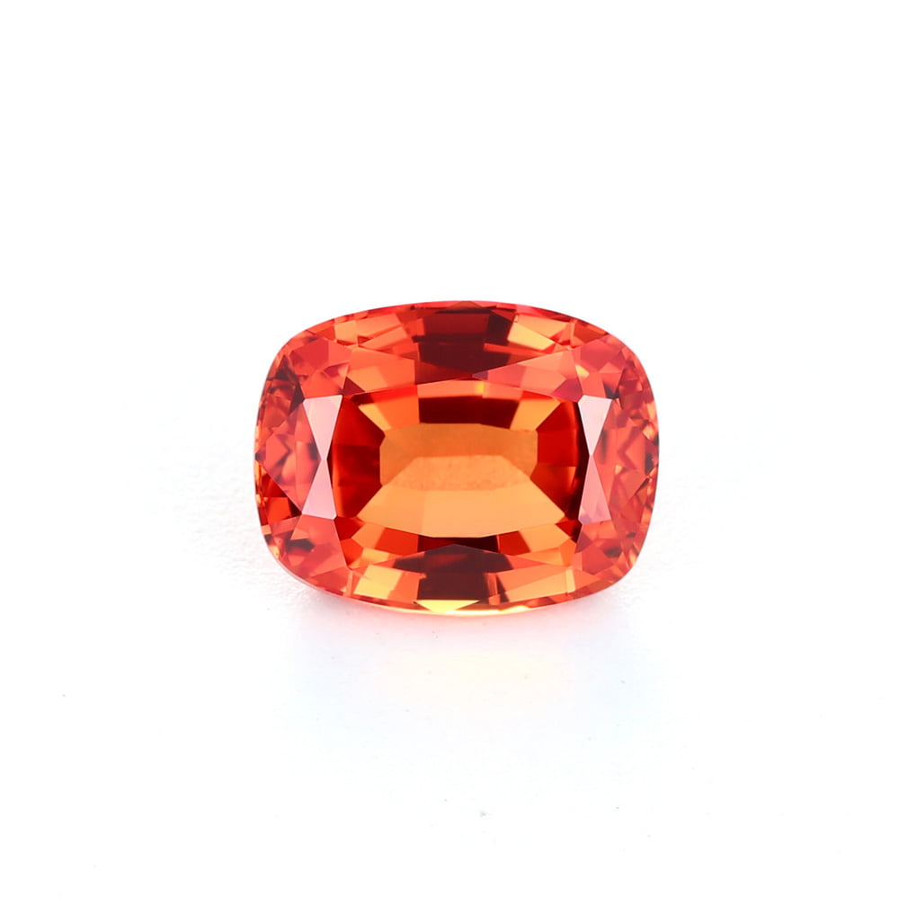 4 Carat Cushion Cut Lab Grown Orange Sapphire Loose Stone Padparadscha Sunset