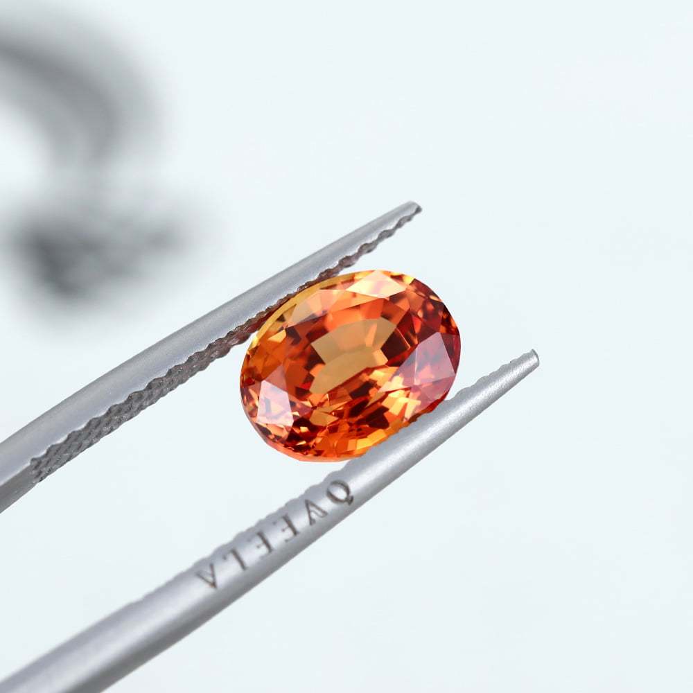 4 Carat Oval Cut Lab Grown Orange Sapphire Loose Stone Padparadscha Sunset