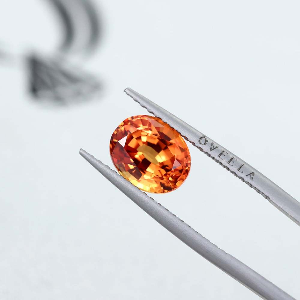 4 Carat Oval Cut Lab Grown Orange Sapphire Loose Stone Padparadscha Sunset