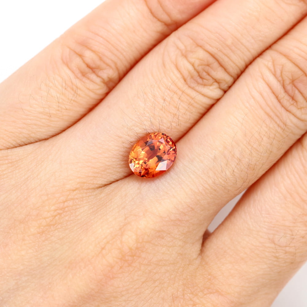 4 Carat Oval Cut Lab Grown Orange Sapphire Loose Stone Padparadscha Sunset
