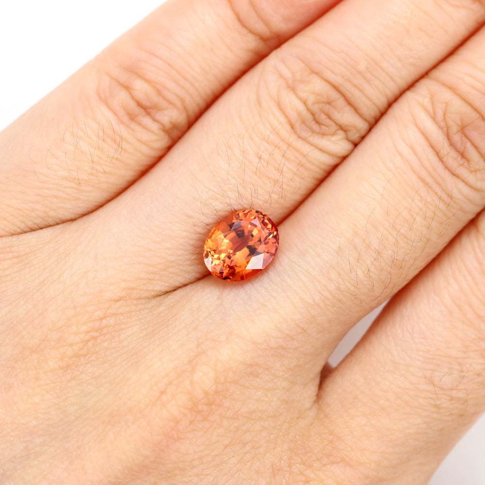 4 Carat Oval Cut Lab Grown Orange Sapphire Loose Stone Padparadscha Sunset