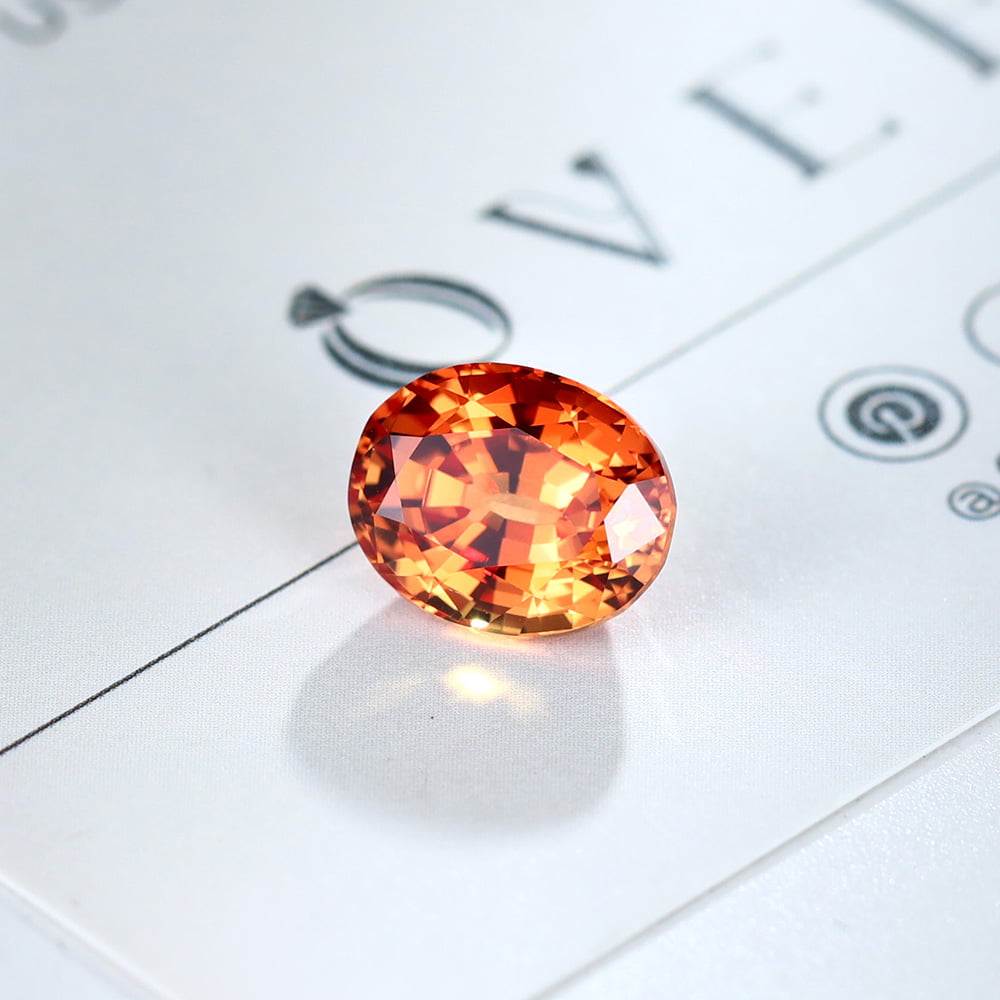 4 Carat Oval Cut Lab Grown Orange Sapphire Loose Stone Padparadscha Sunset