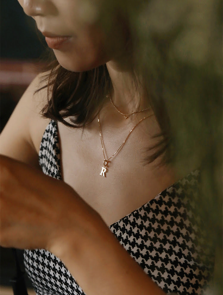 Minimalist Custom Monogrammed Sterling Silver Necklace