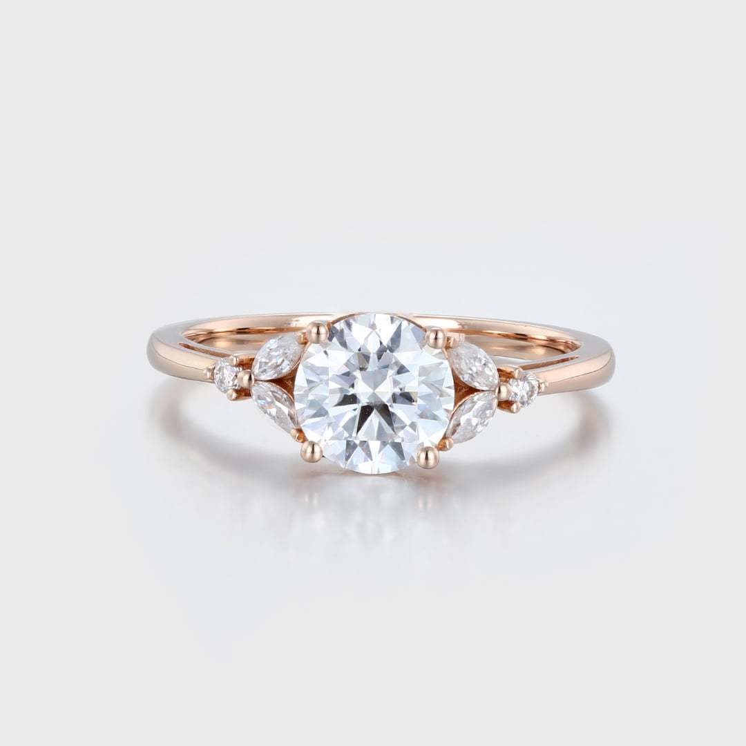 14K Rose Gold 1ct Round Cut Moissanite Engagement Ring For Women