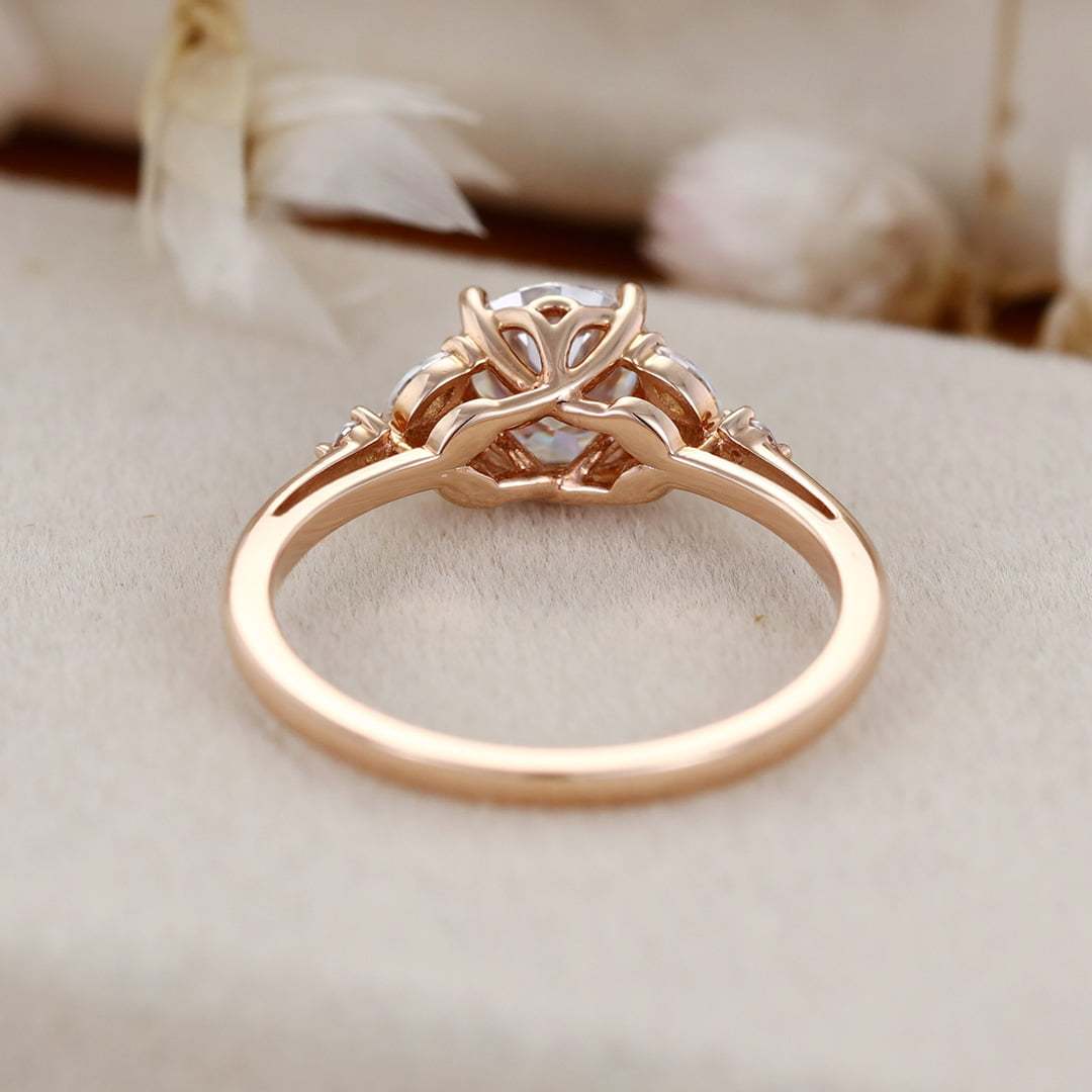 14K Rose Gold 1 Carat Round Cut Moissanite Engagement Ring For Women
