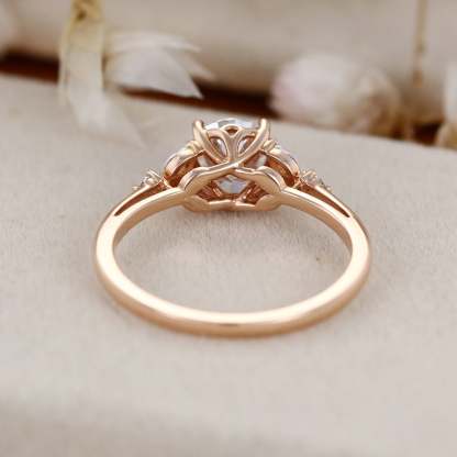 14K Rose Gold 1 Carat Round Cut Moissanite Engagement Ring For Women