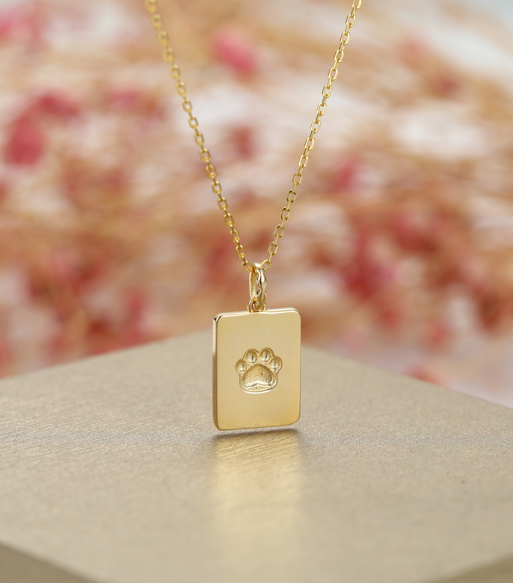 Customized Name and Puppy Picture Square Pendant Necklace – Personalized Pet Jewelry Gift