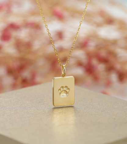 Customized Name and Puppy Picture Square Pendant Necklace – Personalized Pet Jewelry Gift