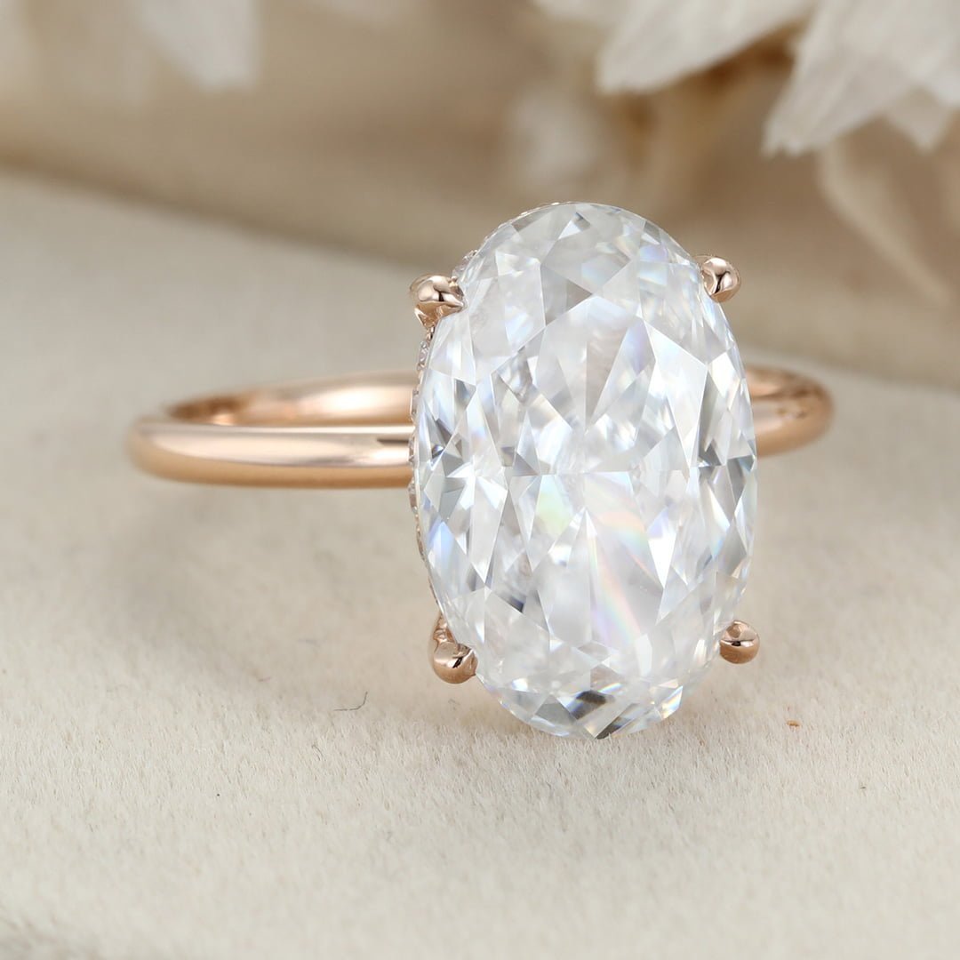 5.5CT Oval Moissanite Engagement Ring Luxury ring Unique Rose gold moissanite engagement Ring vintage wedding Promise Bridal Anniversary gift