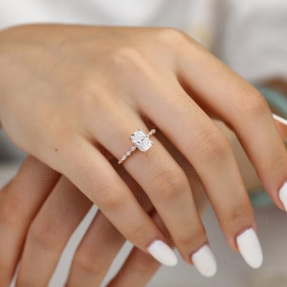 Radiant cut Lab Diamond engagement ring 1.0CT E VVS IGI Certified Rose Gold Lab Diamonds Bridal