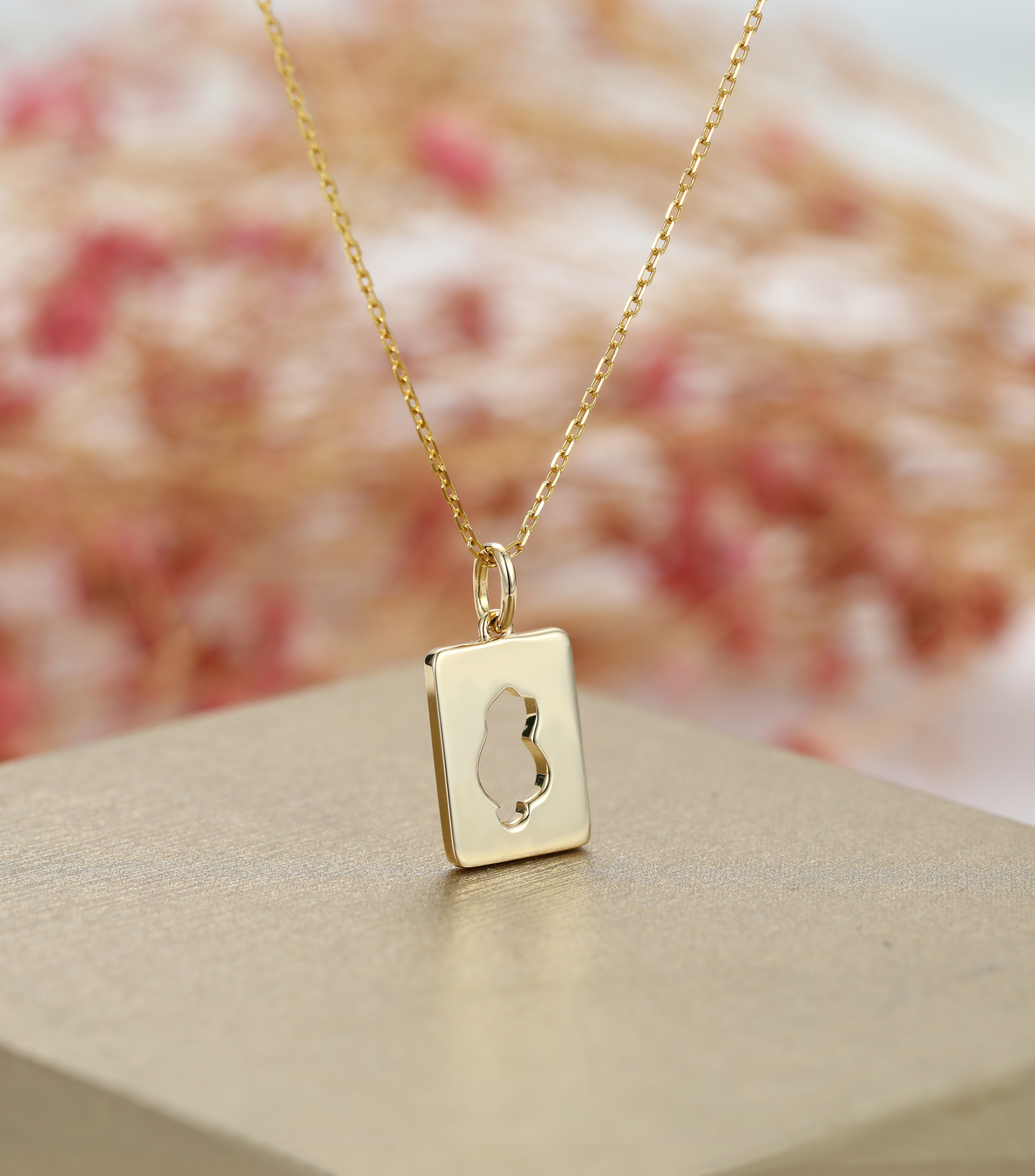 Customized Name Delicate Square Pendant Necklace with Hollow Cat Center – Personalized Pet Jewelry Gift