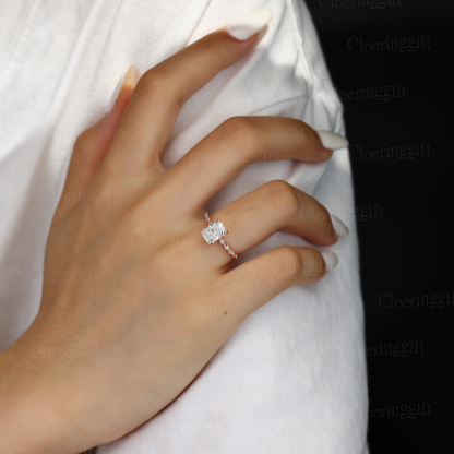 Radiant cut Lab Diamond engagement ring 1.0CT E VVS IGI Certified Rose Gold Lab Diamonds Bridal