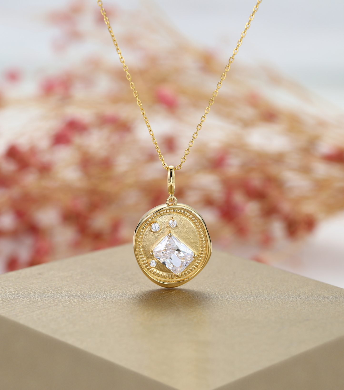 Customized Birthstone Set Emerald Cut Oval Pendant Necklace – Personalized Gift for Her