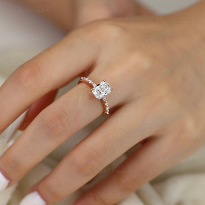 Radiant cut Lab Diamond engagement ring 1.0CT E VVS IGI Certified Rose Gold Lab Diamonds Bridal