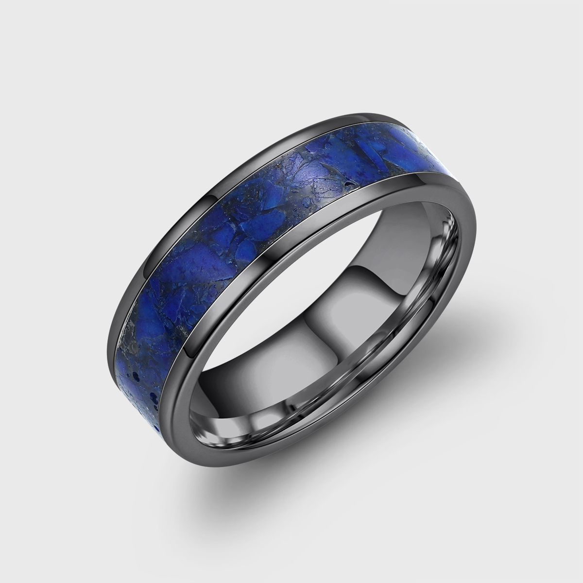 Lapis lazuli Wedding Ring His Hers Promise Engagement Ring 6mm wide ring December Birthstone Ring