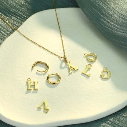 Andrea – Sterling Silver Yellow Gold-Plated Minimalist Alphabet Necklace