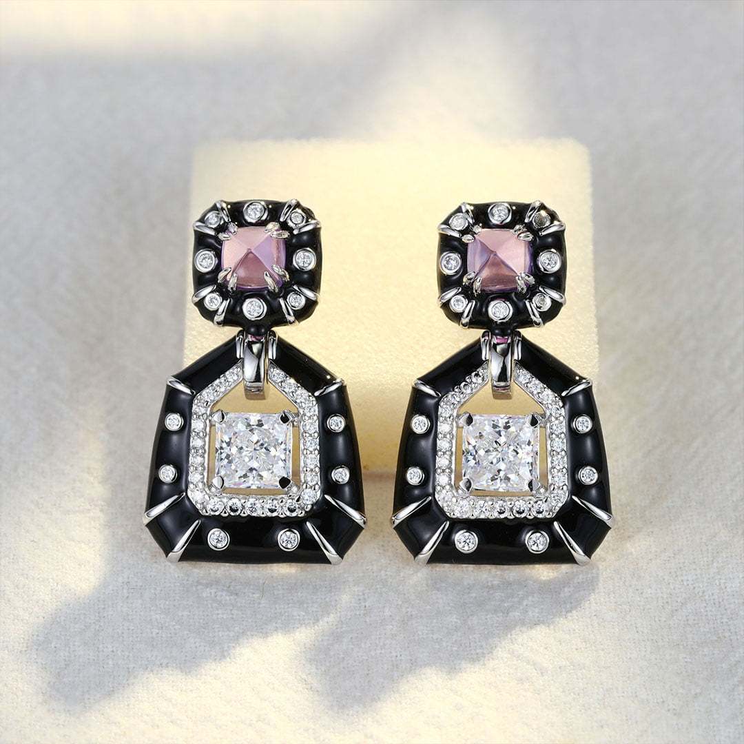 Amethyst Earrings Moissanite Earrings 14K Solid Gold Earrings Unique Earrings Cluster Beautiful Earrings