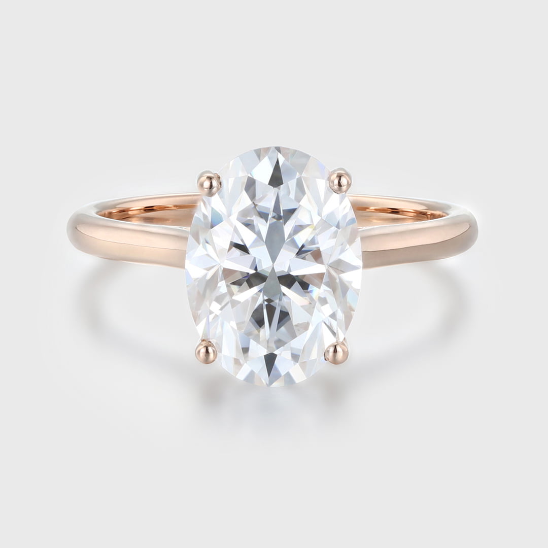 Classic 3.5ct Oval cut Solitaire Moissanite Engagement Ring In14k Rose Gold
