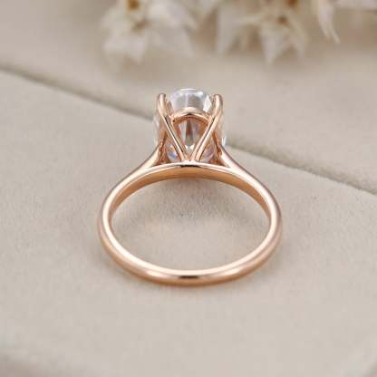 Classic 3.5 Carat Oval Cut Solitaire Moissanite Engagement Ring In14k Rose Gold