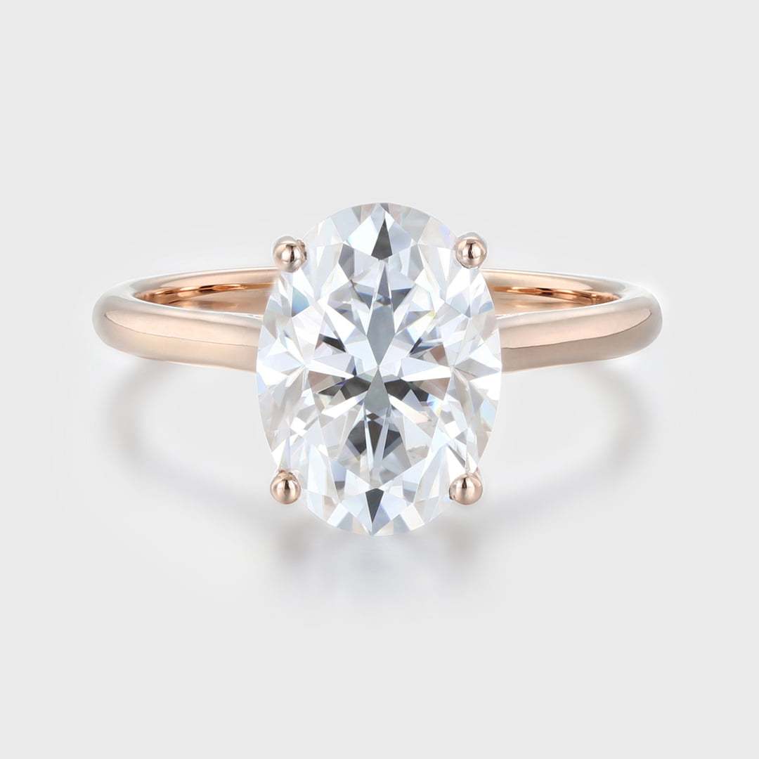 Classic 3.5ct Oval cut Solitaire Moissanite Engagement Ring In14k Rose Gold